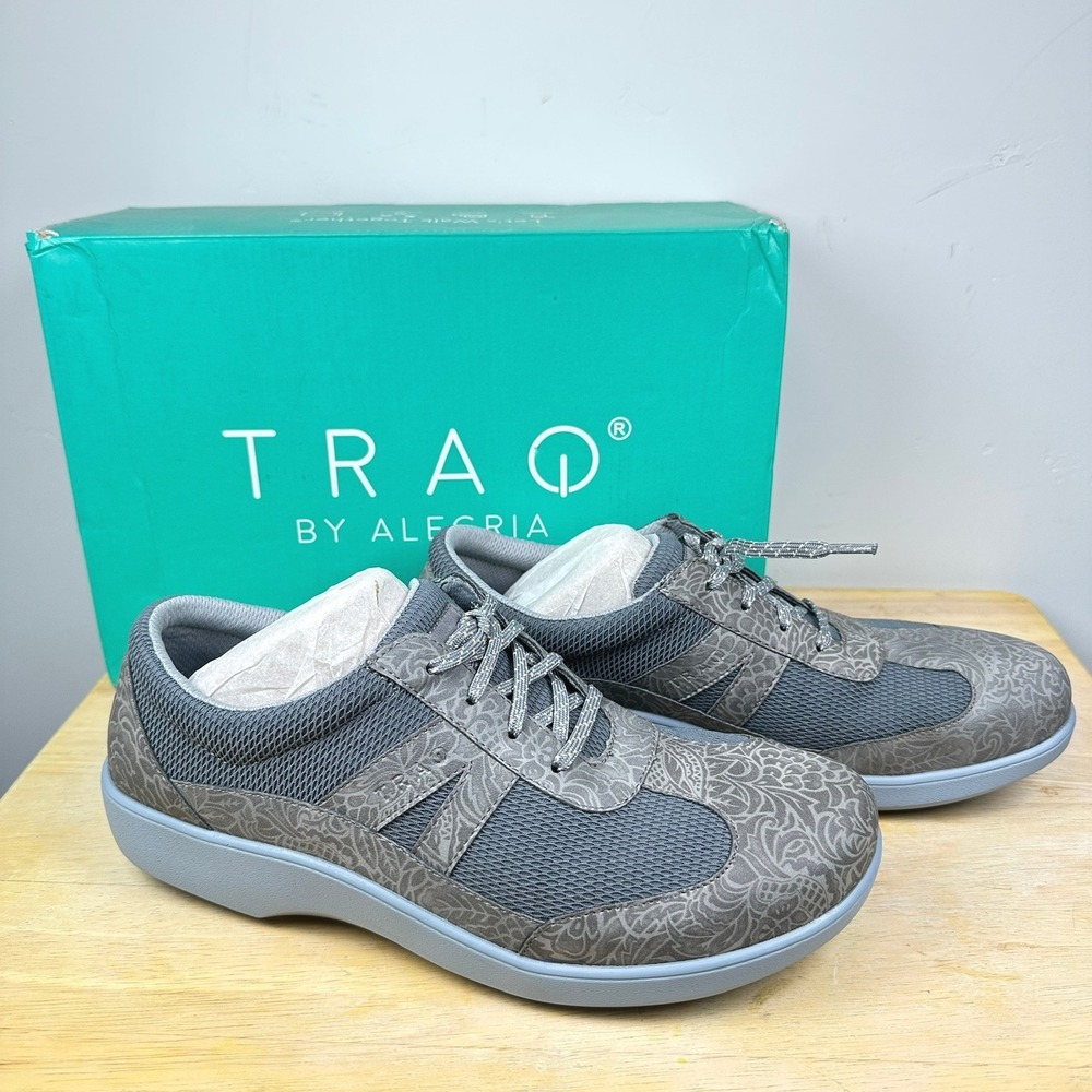 TRAQ by Alegria Rhythmiq Sneaker Womens‎ US 9.5-10 EUR 40 Grey Q-Chip Smart Walk